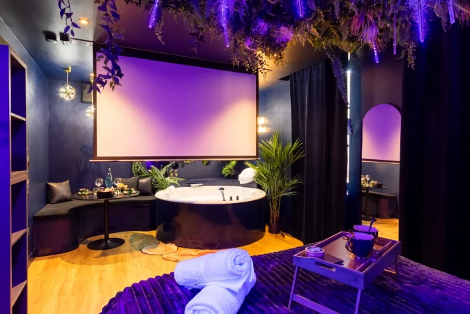 store déroulant écran plat comme au cinéma avec enceintes sonores